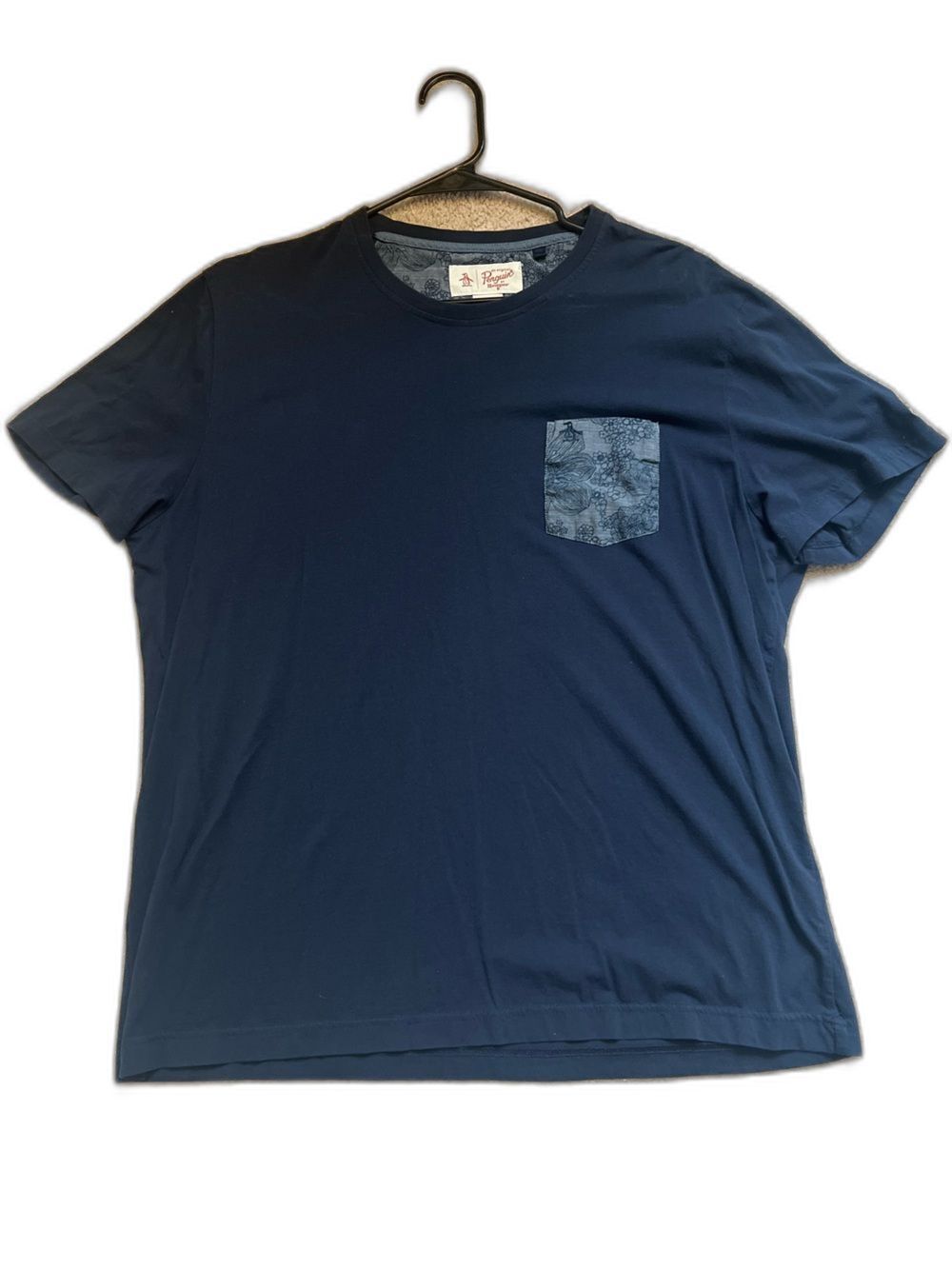 Original Penguin Navy Crew Neck T-Shirt with Patterned Pocket